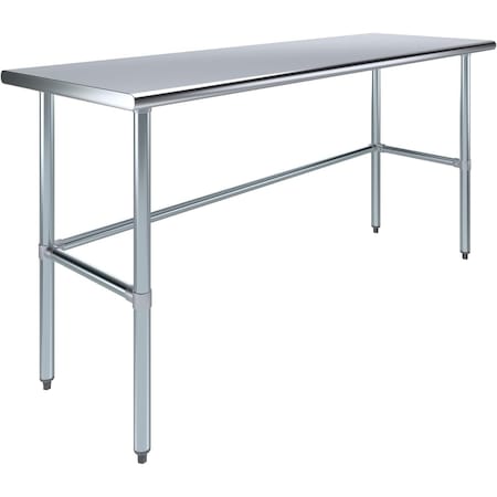 Amgood 24 in. x 72 in. Open Base Stainless Steel Metal Table WT-2472-RCB-Z